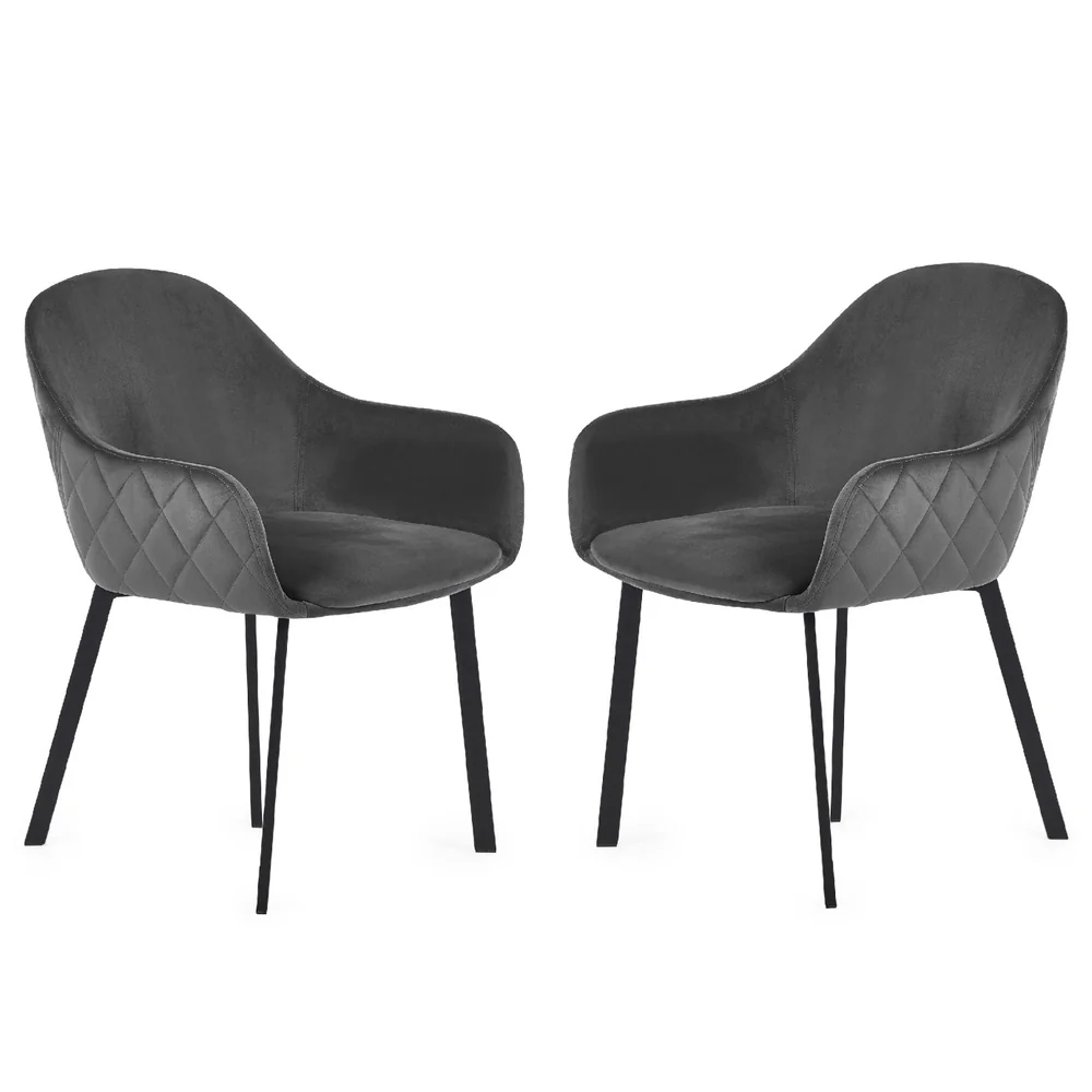 Lajas Grey Velvet Dining Chairs - Pair