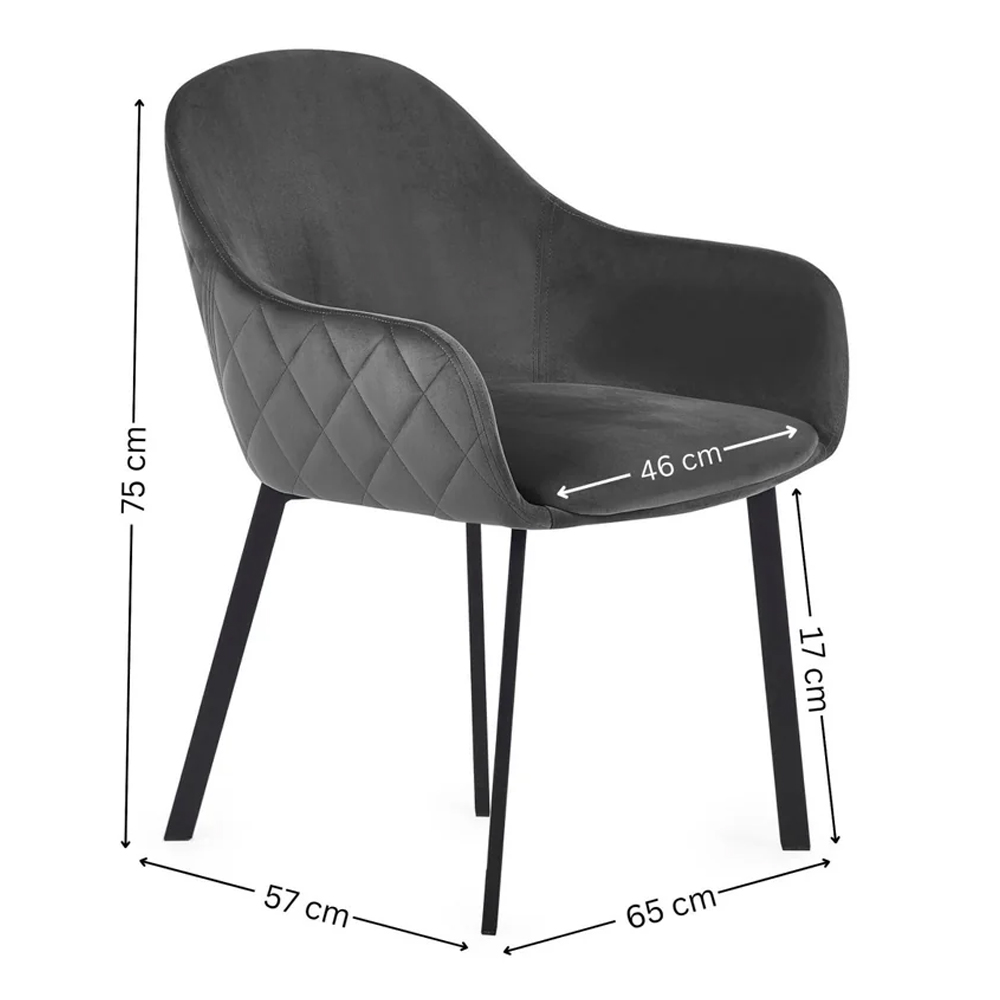 Lajas Grey Velvet Dining Chairs - Pair