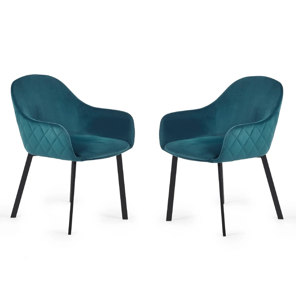 Lajas Teal Velvet Dining Chairs - Pair