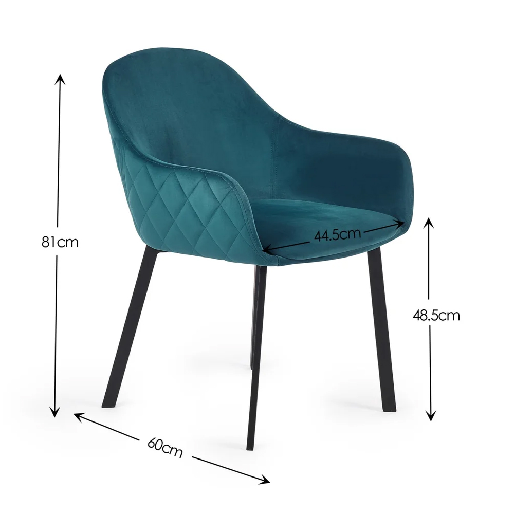 Lajas Teal Velvet Dining Chairs - Pair