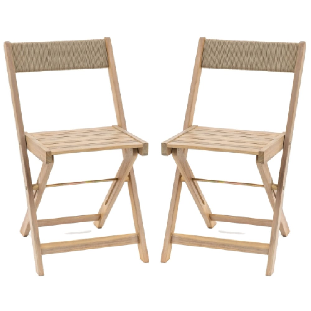 Lajatico Outdoor Natural Wooden Dining Chair In Pair