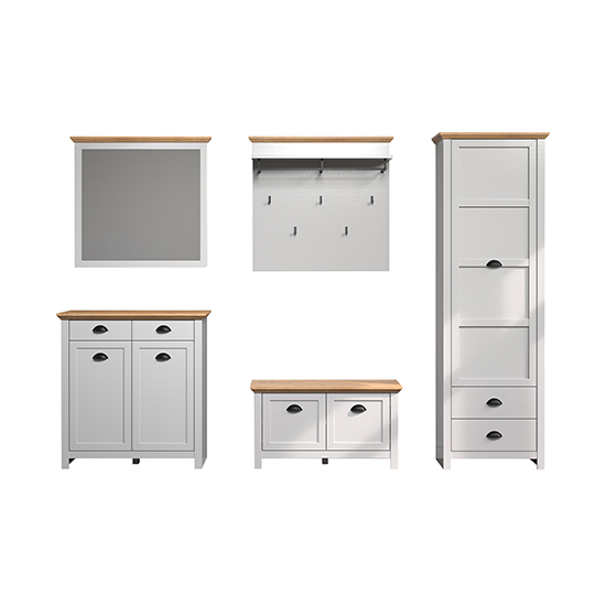 Lajos Wooden Hallway Furniture Set In Light Grey And Artisan Oak_4