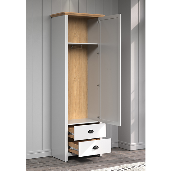 Lajos Wooden Hallway Furniture Set In Light Grey And Artisan Oak_5