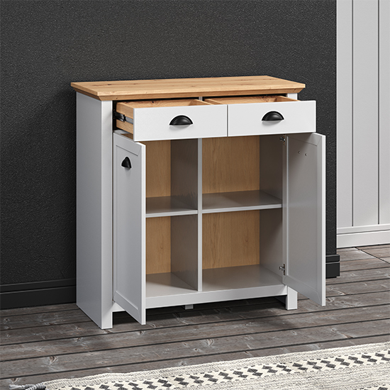 Lajos Wooden Hallway Furniture Set In Light Grey And Artisan Oak_9