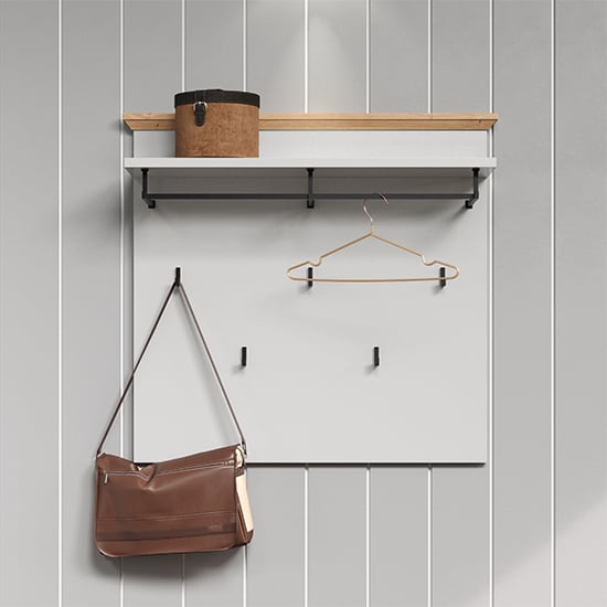 Product photograph of Lajos Wooden Hallway Wall Coat Rack Panel In Light Grey from Furniture in Fashion