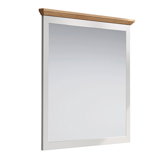 Lajos Wooden Hallway Wall Mirror In Light Grey And Artisan Oak