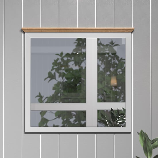 Lajos Wooden Hallway Wall Mirror In Light Grey And Artisan Oak
