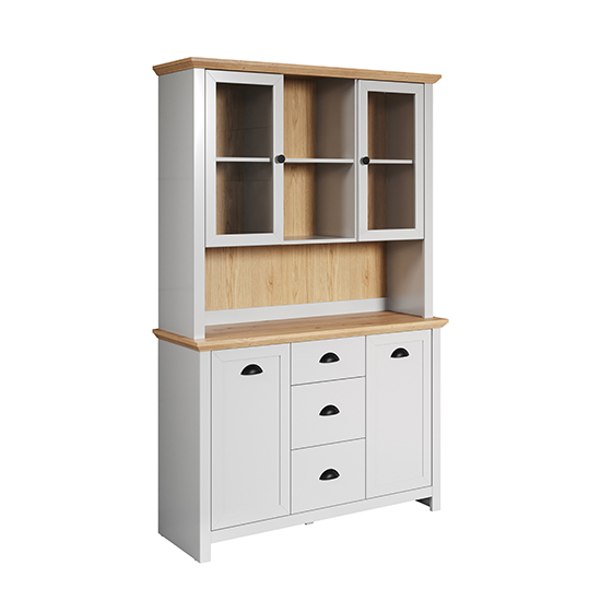 Lajos Wooden Large Display In Light Grey With LED Furniture