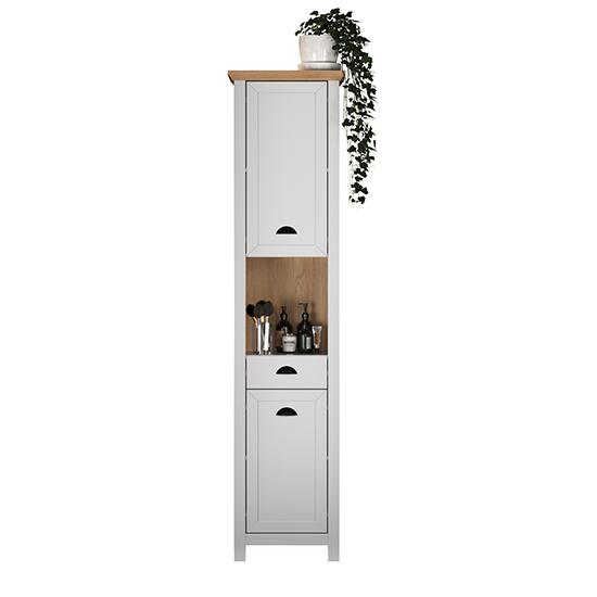 Lajos Wooden Tall Bathroom Storage Cabinet In Light Grey | Furniture in ...