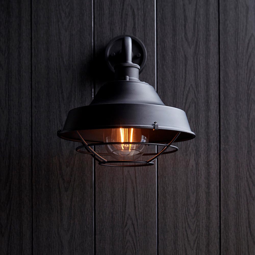 Lakeland Metal Wall Light In Matt Black