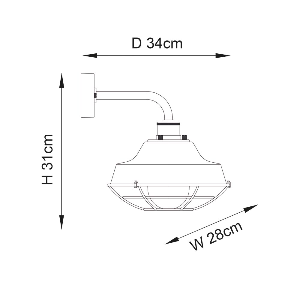 Lakeland Metal Wall Light In Matt Black