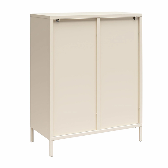 Lakes Metal Storage Cabinet 2 Fluted Glass Doors In Parchment