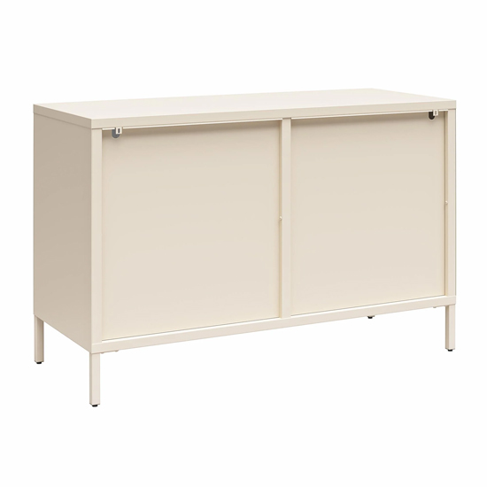 Lakes Metal Storage Cabinet Wide 2 Fluted Glass Doors In Parchment