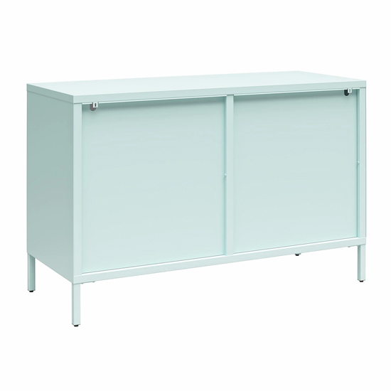 Lakes Metal Storage Cabinet Wide 2 Fluted Glass Doors In Sky Blue