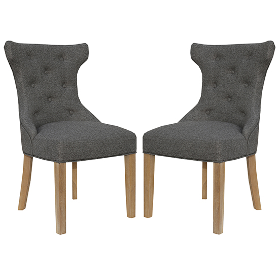 Product photograph of Lakeside Dark Grey Fabric Buttoned Winged Dining Chair In Pair from Furniture in Fashion