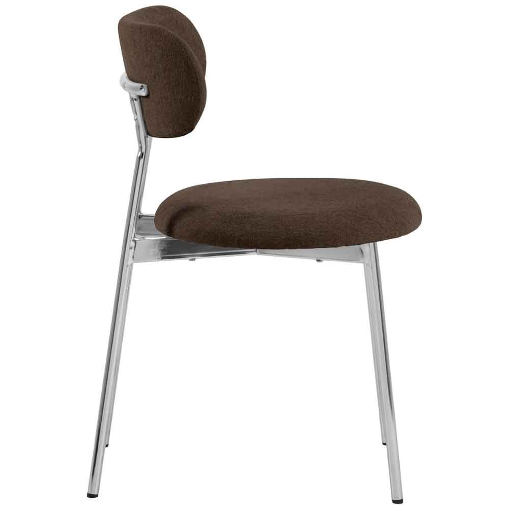 Lakeside Fabric Dining Chairs With Chrome Legs In Pair in Brown
