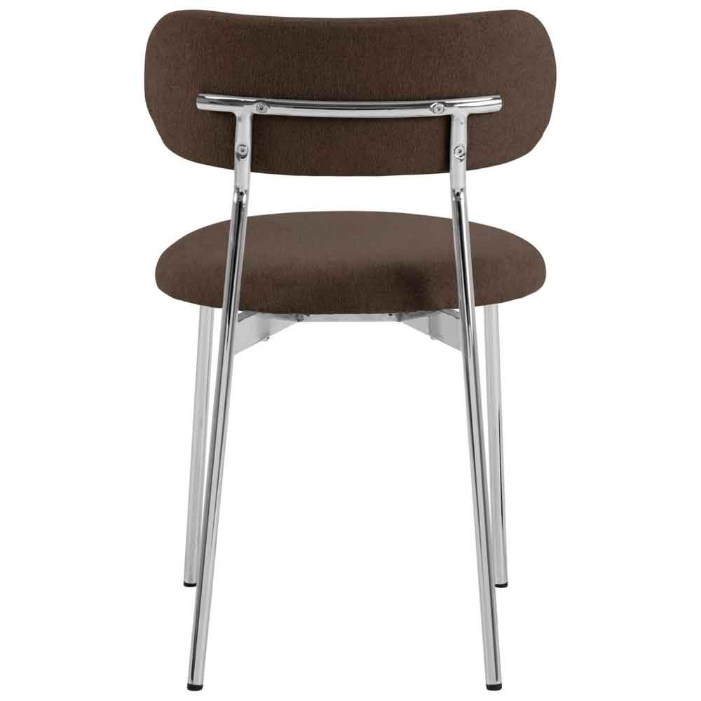 Lakeside Fabric Dining Chairs With Chrome Legs In Pair in Brown