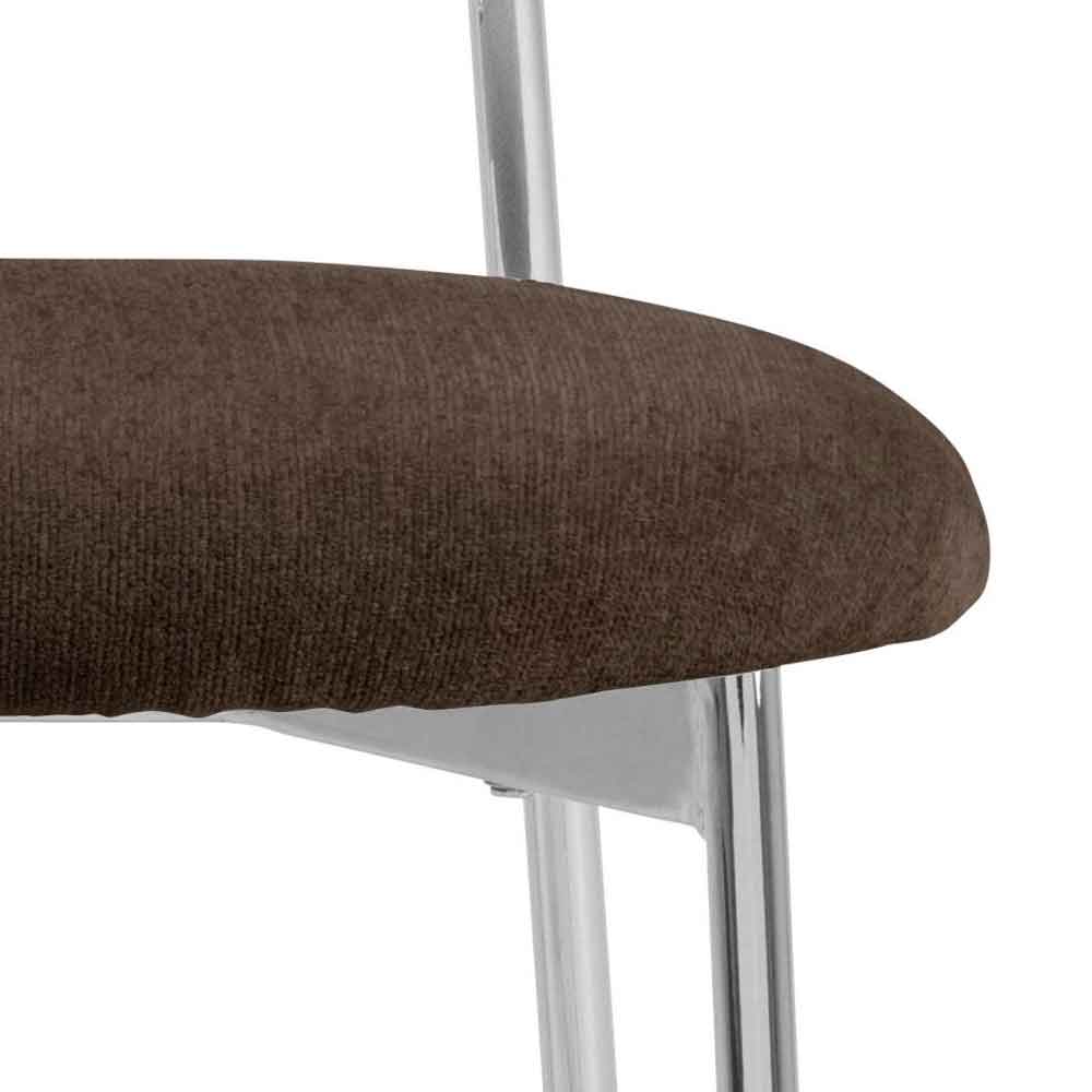 Lakeside Fabric Dining Chairs With Chrome Legs In Pair in Brown
