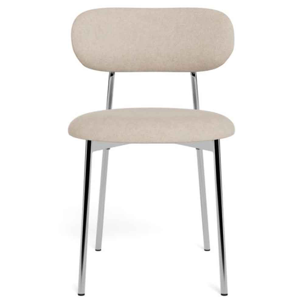 Lakeside Fabric Dining Chairs With Chrome Legs In Pair in Sand