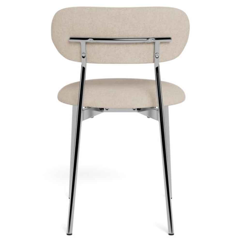 Lakeside Fabric Dining Chairs With Chrome Legs In Pair in Sand
