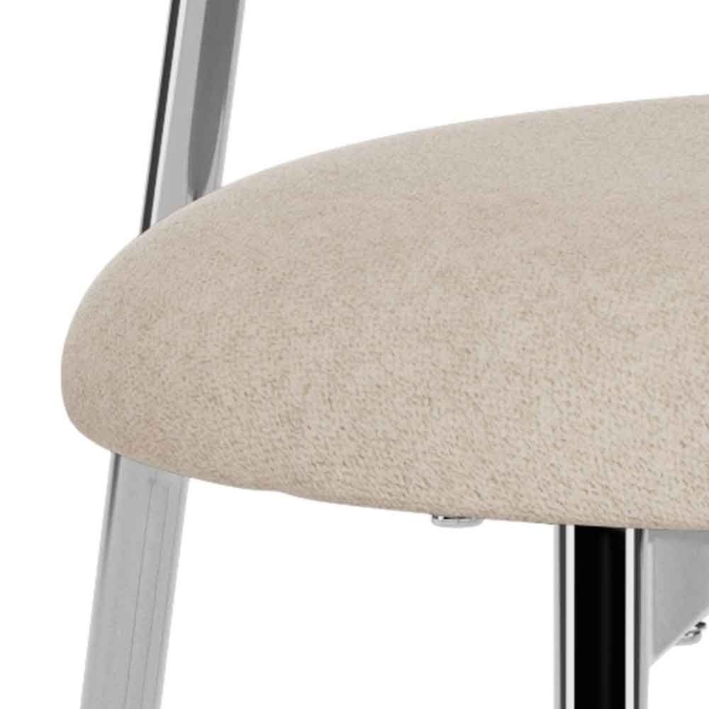 Lakeside Fabric Dining Chairs With Chrome Legs In Pair in Sand
