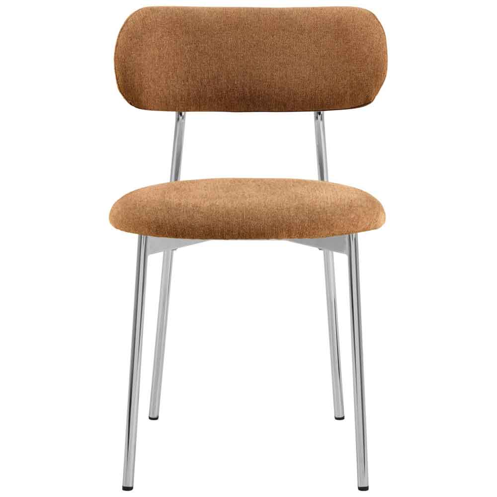 Lakeside Fabric Dining Chairs With Chrome Legs In Pair in Terracotta