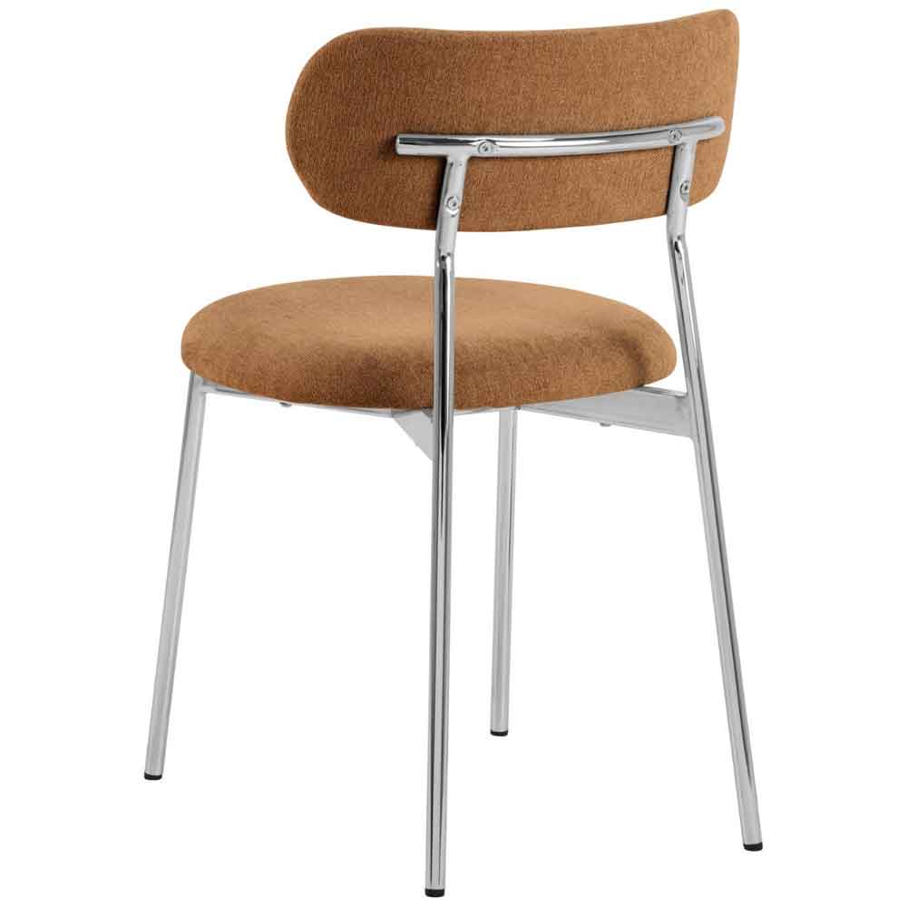 Lakeside Fabric Dining Chairs With Chrome Legs In Pair in Terracotta