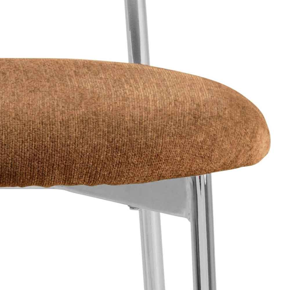 Lakeside Fabric Dining Chairs With Chrome Legs In Pair in Terracotta