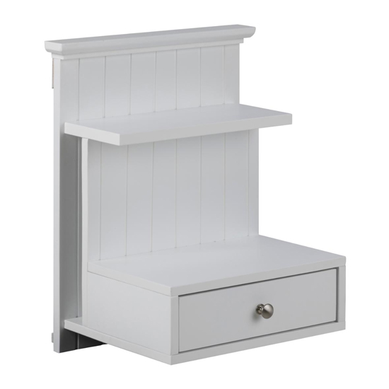 Lakewood Wall Hung 1 Drawer Bedside Table In Matt White Furniture in