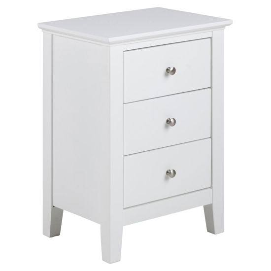 Lakewood Wooden Bedside Cabinet With 3 Drawers In White