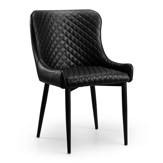 Lakia Antique Black Faux Leather Dining Chairs In Pair