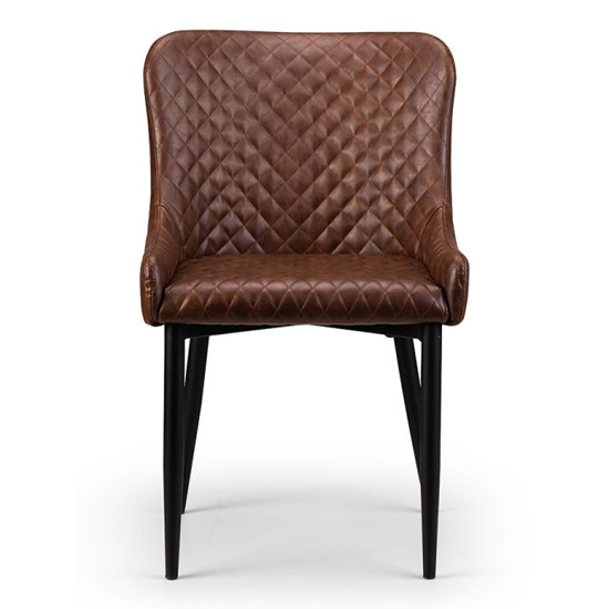 Lakia Antique Brown Faux Leather Dining Chairs In Pair