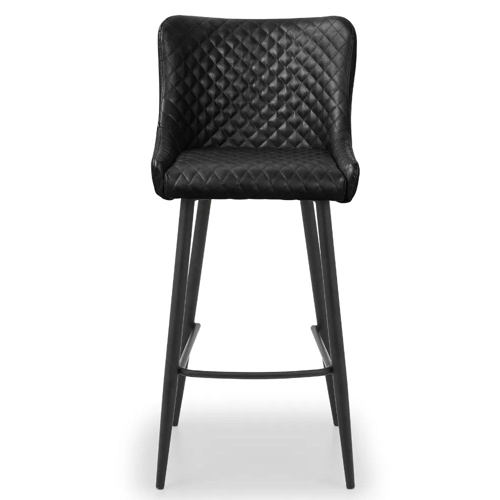 Lakia Black Faux Leather Bar Stools In Pair