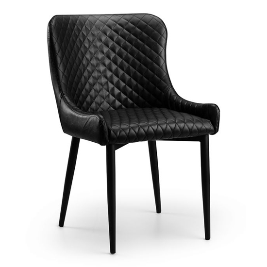Lakia Black Faux Leather Dining Chairs In Pair