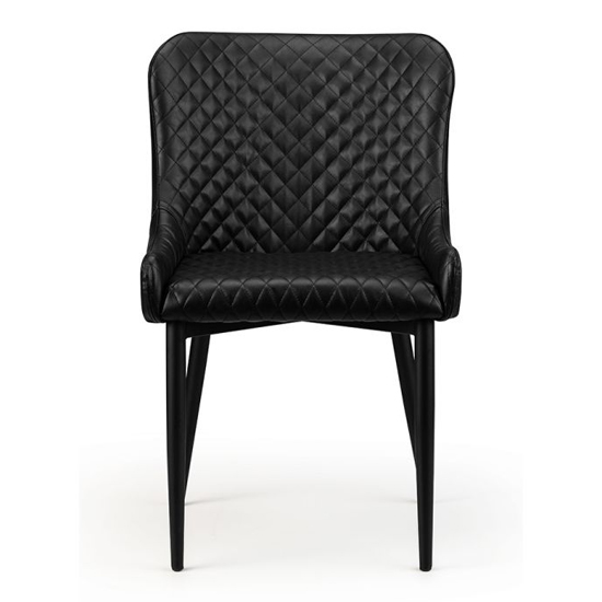 Lakia Black Faux Leather Dining Chairs In Pair