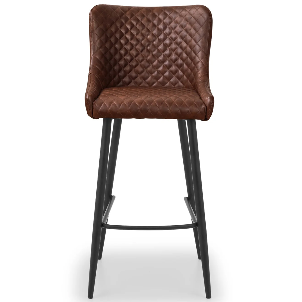 Lakia Brown Faux Leather Bar Stools With Black Legs - Pair