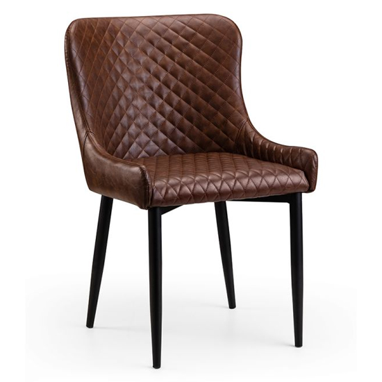 Lakia Brown Faux Leather Dining Chairs In Pair
