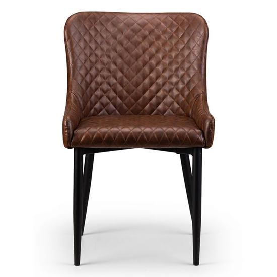 Lakia Brown Faux Leather Dining Chairs In Pair
