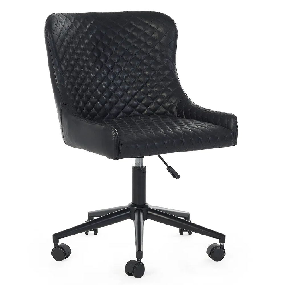 Lakia Faux Leather Home And Office Chair In Black