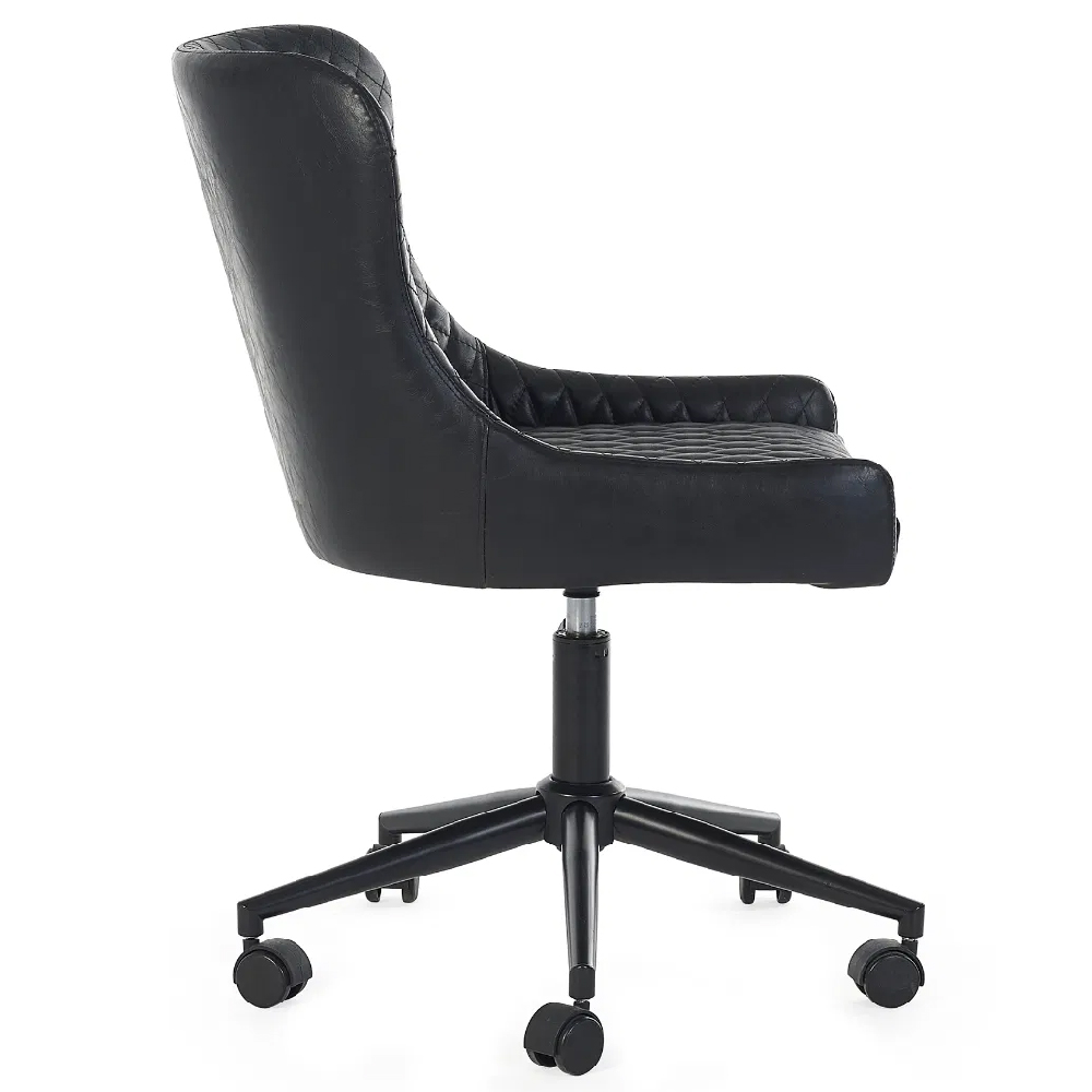 Lakia Faux Leather Home And Office Chair In Black