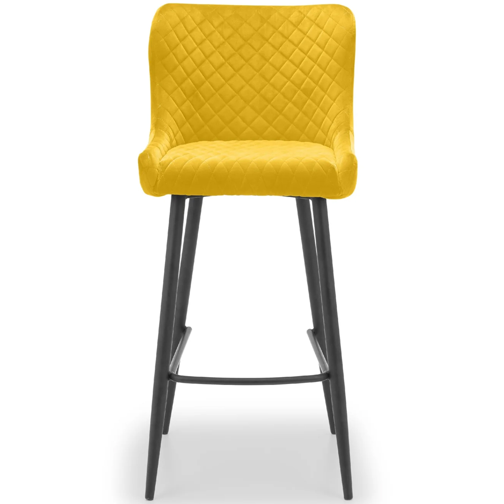 Lakia Mustard Velvet Bar Stools With Black Legs - Pair