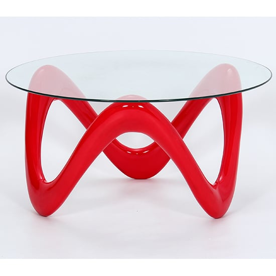 Lanica Clear Glass Coffee Table With Red Base