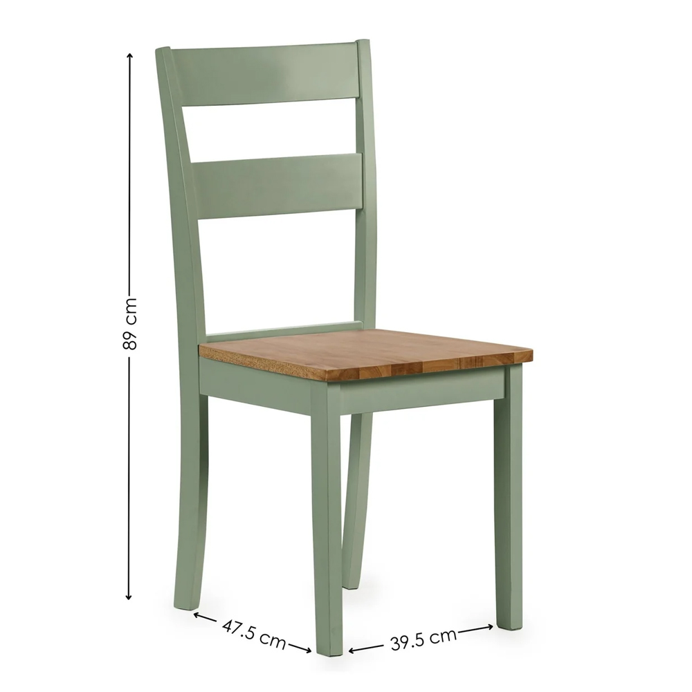 Lamar Green And Light Brown Wooden Dining Chairs - Pair