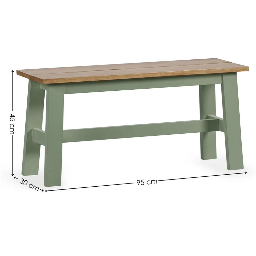 Lamar Green And Light Brown Wooden Dining Table With 2 Bench