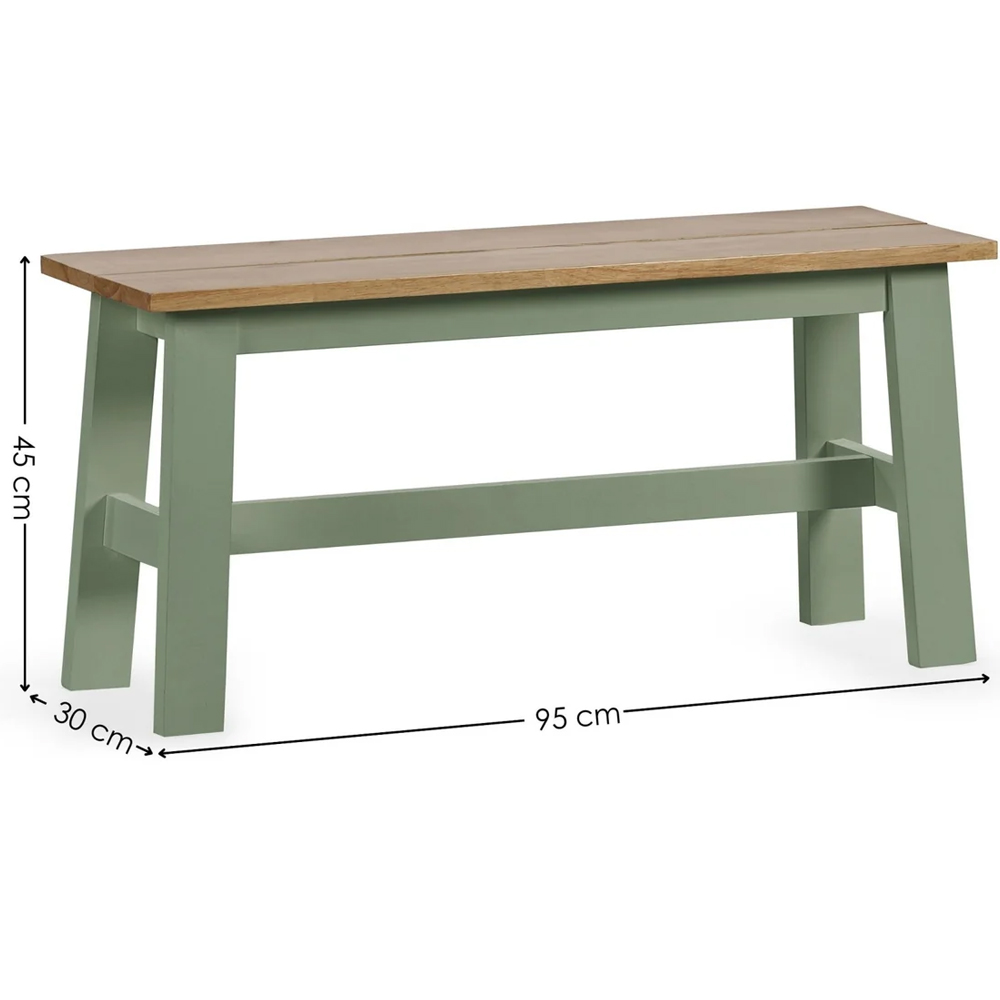 Lamar Green And Light Brown Wooden Dining Table With 2 Bench