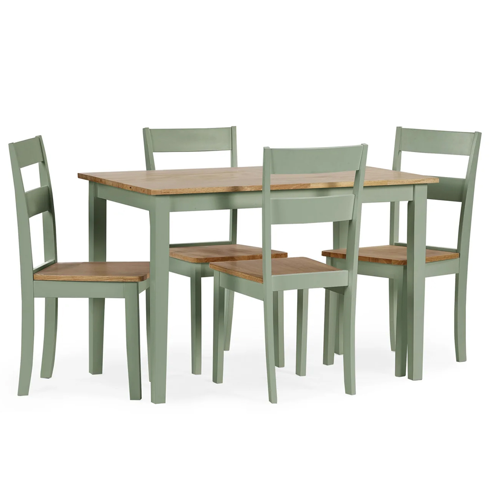 Lamar Green And Light Brown Wooden Dining Table With 4 Chairs
