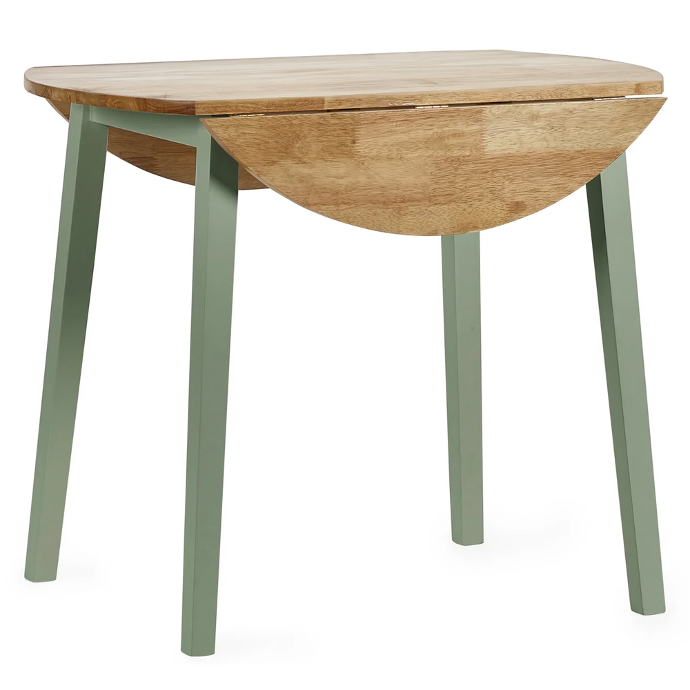 Lamar Green And Light Brown Wooden Drop Leaf Dining Table With 2 Chairs