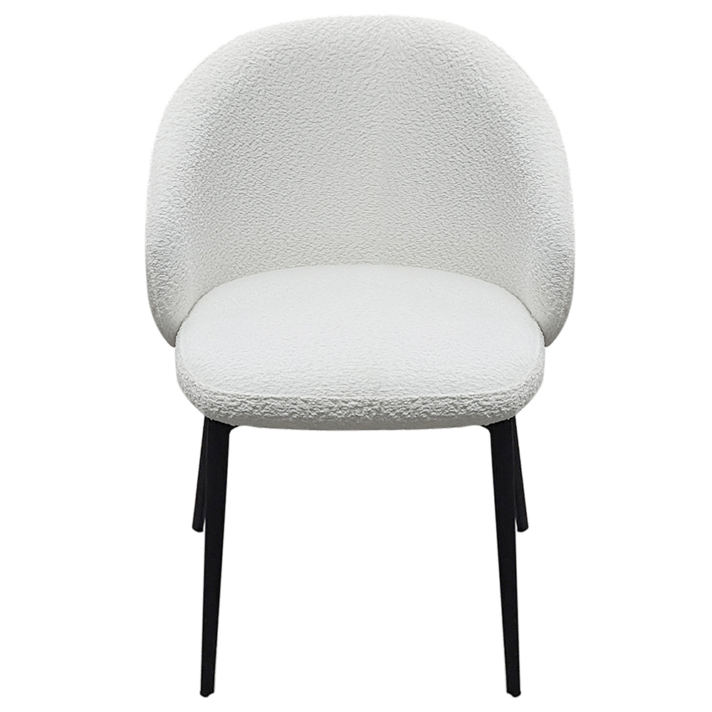 Lamar Ivory White Fabric Dining Chairs With Black Legs In Pair
