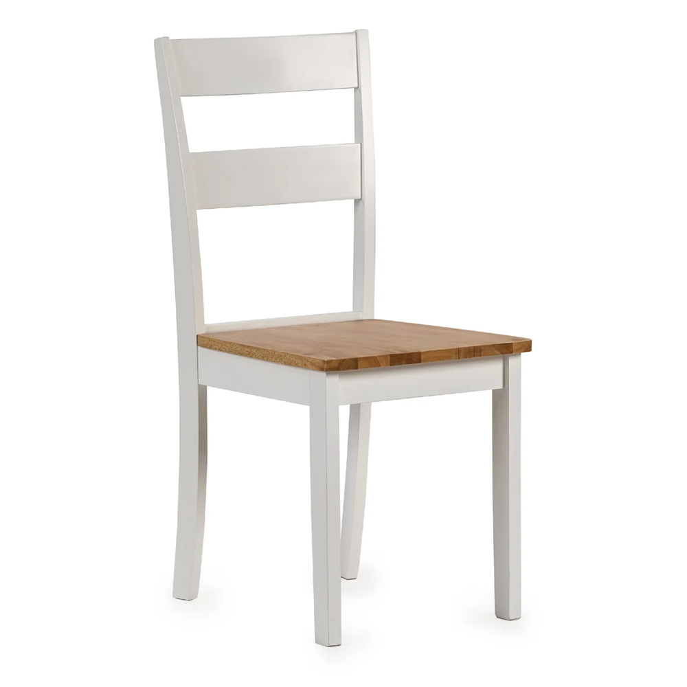 Lamar White And Light Brown Wooden Dining Chairs - Pair
