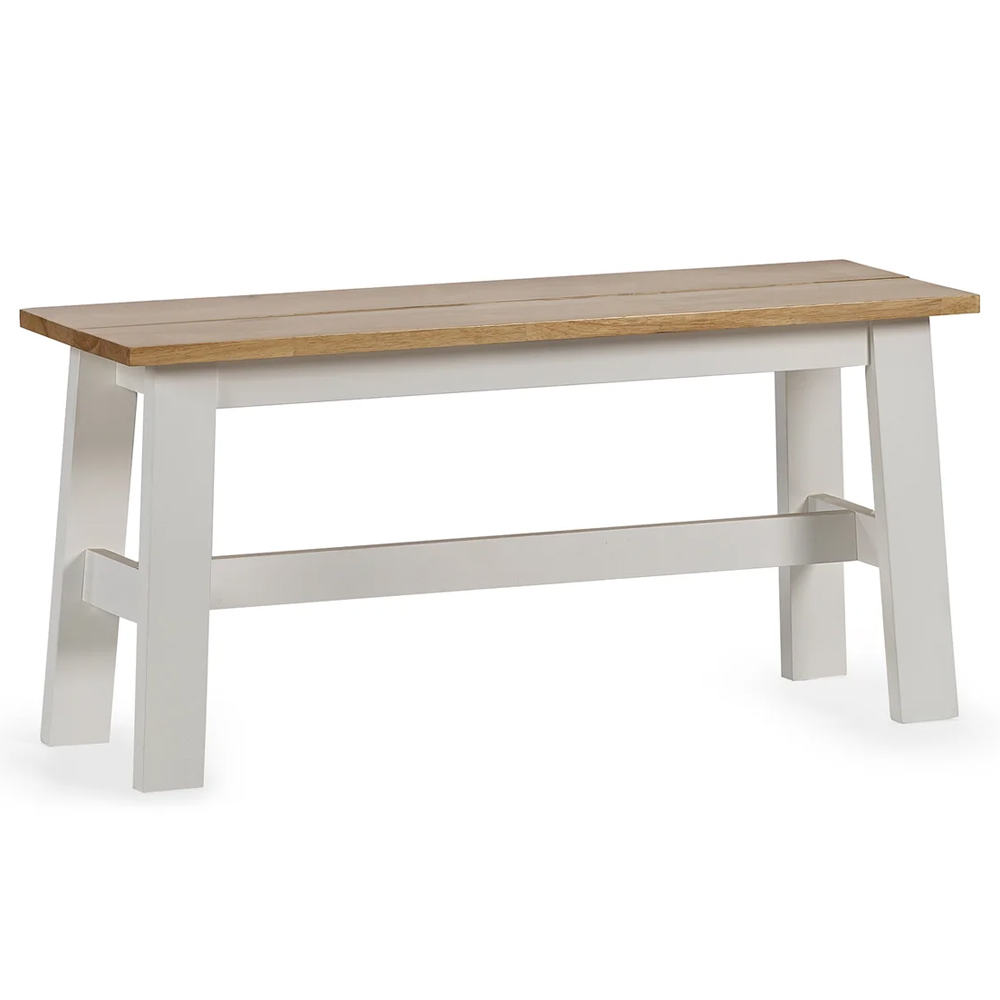 Lamar White Oak Wooden Rectangular Dining Table With 2 Bench